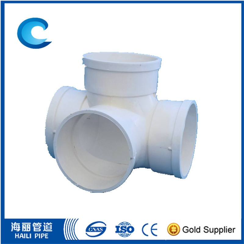 PVC Straight Cross Pipe Fittings for indoor drain pipe